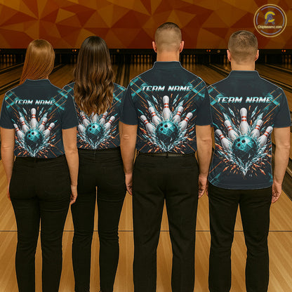 Personalized Geometric Crystal Tournament Polo Team Bowling Shirt, Bowling Shirt For Men NHT1600