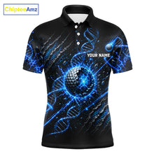 Load image into Gallery viewer, Personalized Mens Golf Polo Shirt – DNA Golf Ball Custom Team Name Jersey 