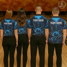 Load image into Gallery viewer, Custom Blue Kraken Bowling Jersey For Womens Bowling Team Shirts Bowling League Polo &amp; 1/4 Zip NHT1149