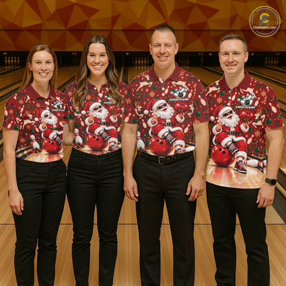 Merry Christmas Santa Women Bowling Polo Shirt Custom Reindeer Snowflake League Match Apparel NHT1778