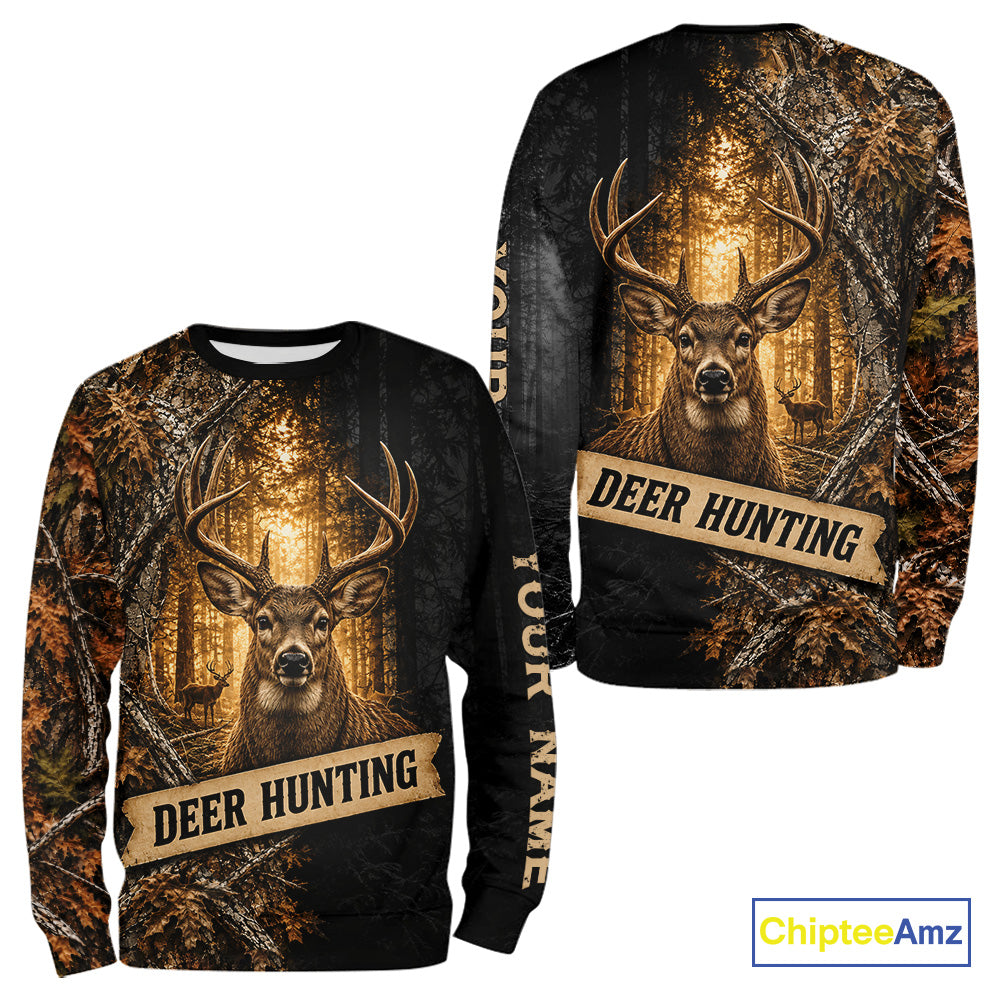 Whitetail Deer Custom Name 3D All Over Printed Shirts, Deer Hunting Shirt, Hunting Season NHT1606