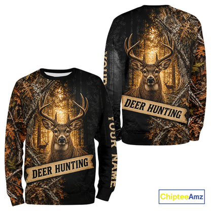 Whitetail Deer Custom Name 3D All Over Printed Shirts, Deer Hunting Shirt, Hunting Season NHT1606