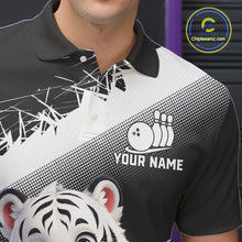 Load image into Gallery viewer, Bowling-themed shirt with a tiger design and customizable text, featuring the brand 'Chipleemaz'.
