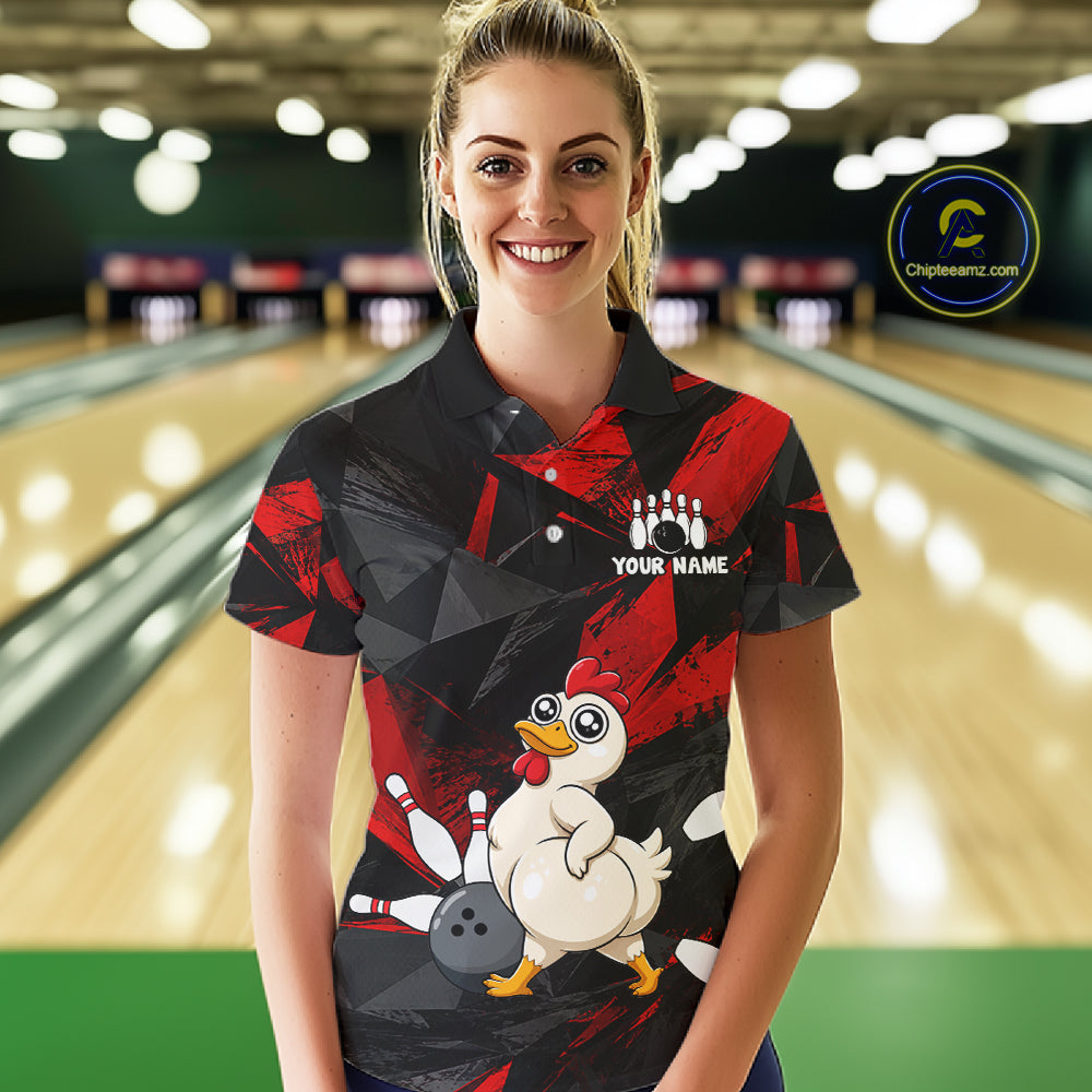 Chicken Bowling Shirt Custom Team Name Funny Bowling League Shirt For Women NHT1448