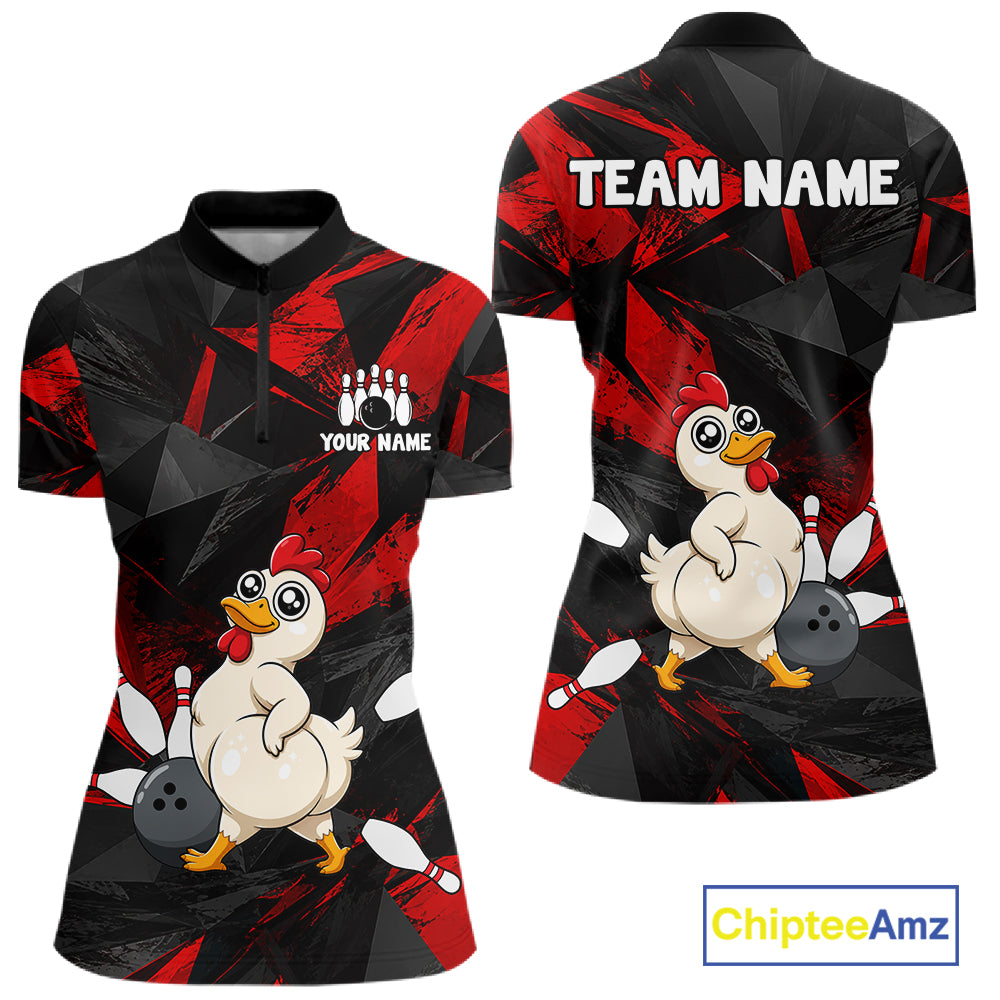 Chicken Bowling Shirt Custom Team Name Funny Bowling League Shirt For Women NHT1448