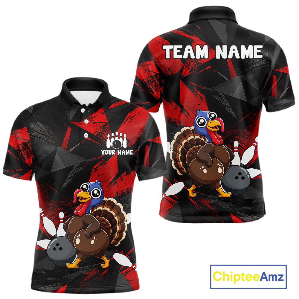 Turkey Bowling Shirt Custom Team Name Funny Bowling League Shirt For Men NHT1449