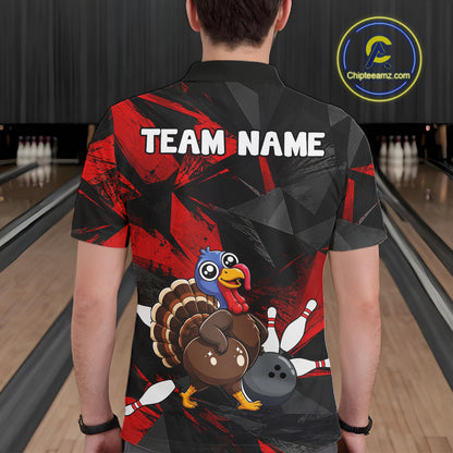 Turkey Bowling Shirt Custom Team Name Funny Bowling League Shirt For Men NHT1449