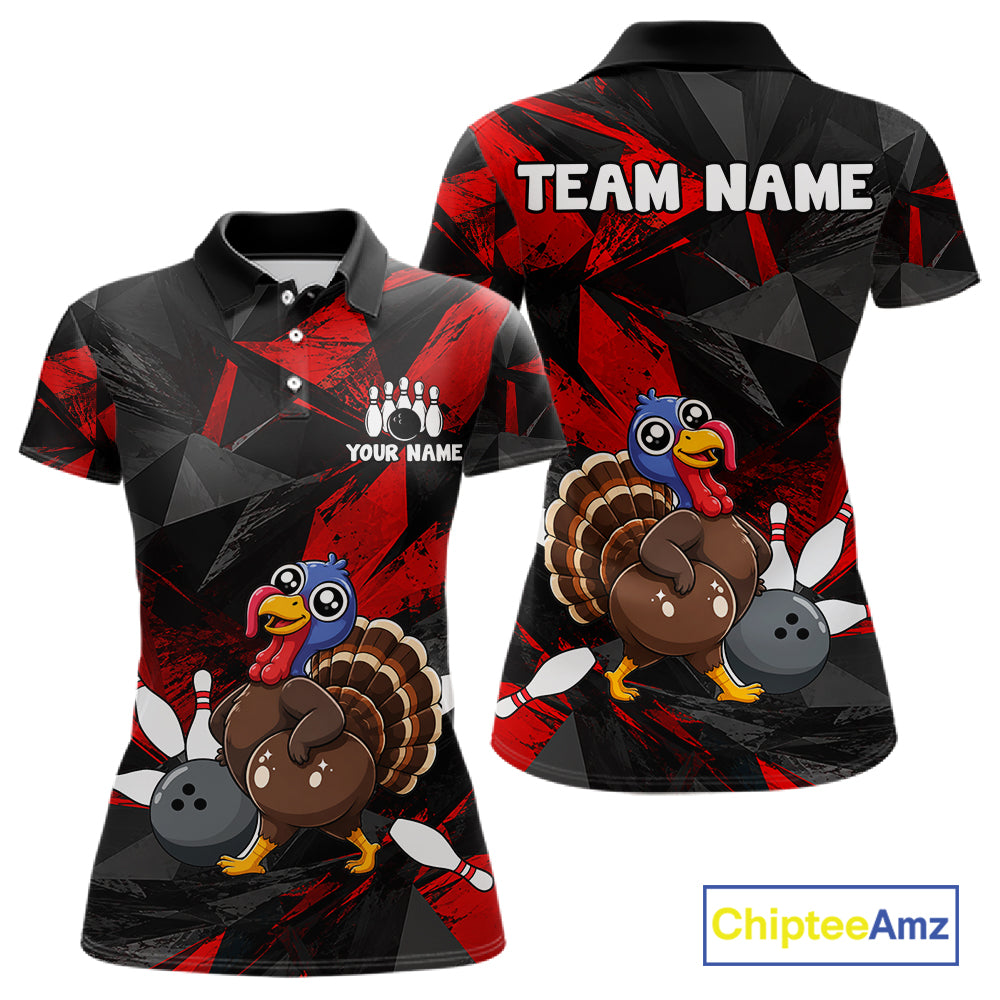 Turkey Bowling Shirt Custom Team Name Funny Bowling League Shirt For Women NHT1449