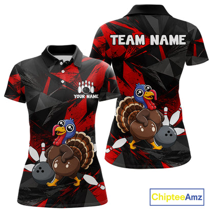 Turkey Bowling Shirt Custom Team Name Funny Bowling League Shirt For Women NHT1449