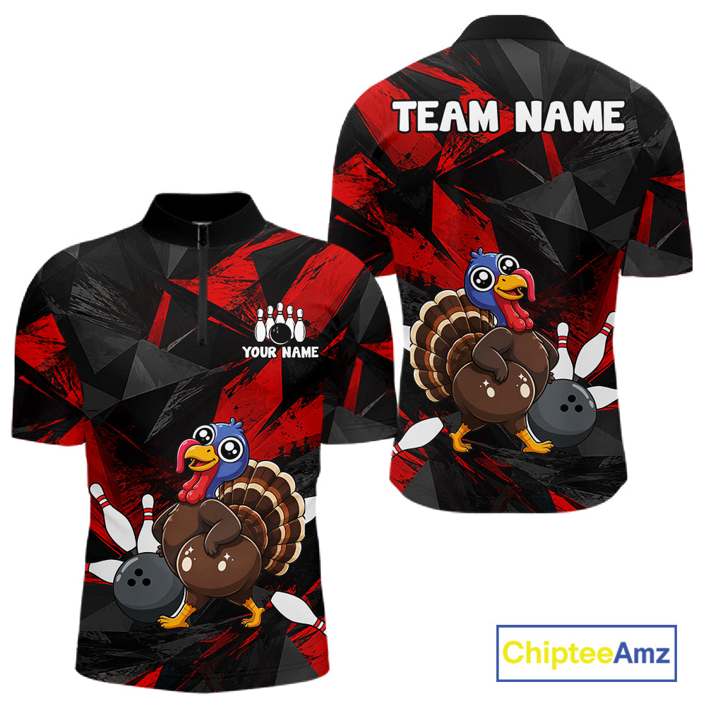 Turkey Bowling Shirt Custom Team Name Funny Bowling League Shirt For Men NHT1449