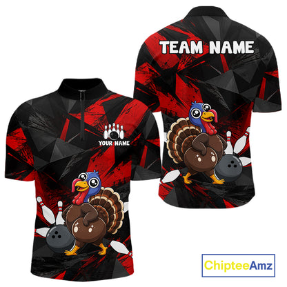 Turkey Bowling Shirt Custom Team Name Funny Bowling League Shirt For Men NHT1449
