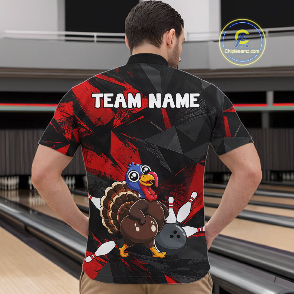 Turkey Bowling Shirt Custom Team Name Funny Bowling League Shirt For Men NHT1449