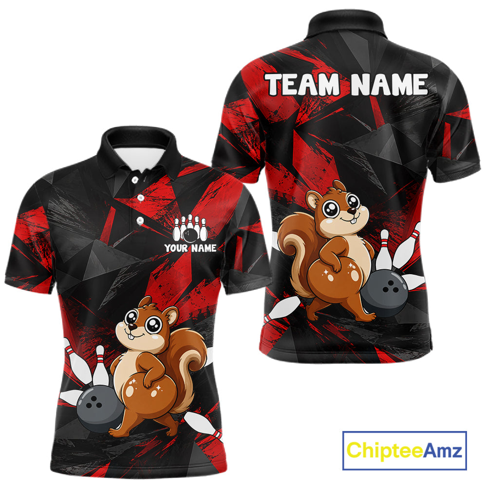 Squirrel Bowling Shirt Custom Team Name Funny Bowling League Shirt For Men NHT1450
