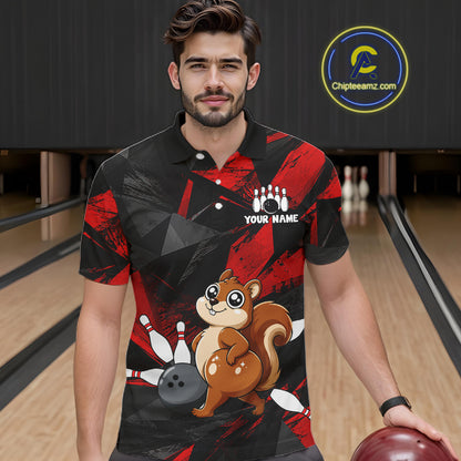 Squirrel Bowling Shirt Custom Team Name Funny Bowling League Shirt For Men NHT1450