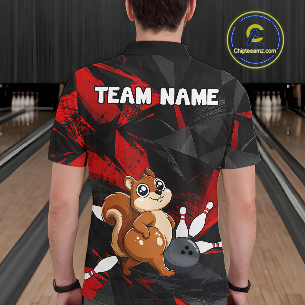 Squirrel Bowling Shirt Custom Team Name Funny Bowling League Shirt For Men NHT1450