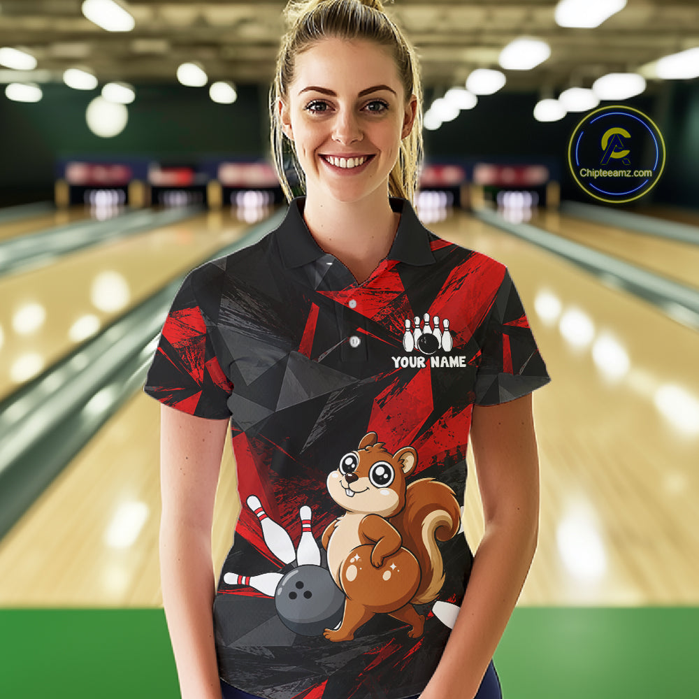 Squirrel Bowling Shirt Custom Team Name Funny Bowling League Shirt For Women NHT1450