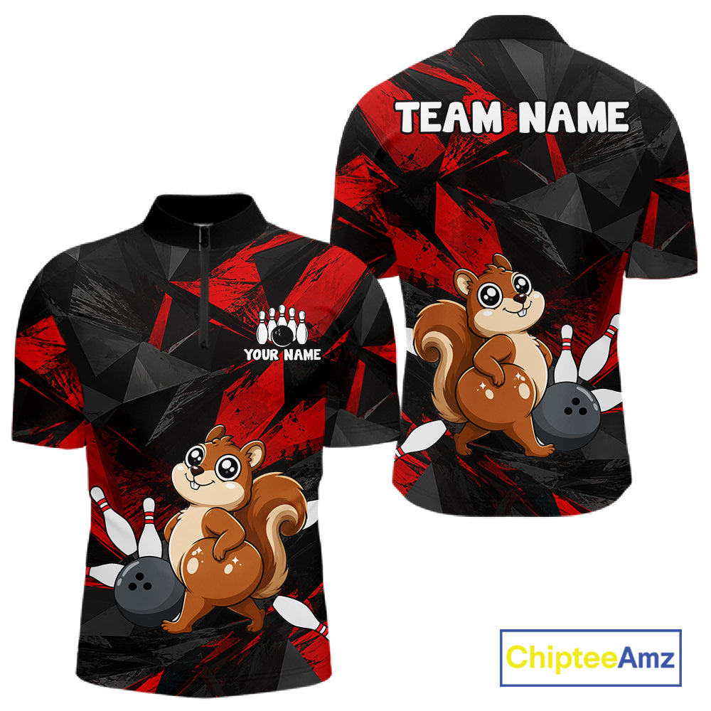Squirrel Bowling Shirt Custom Team Name Funny Bowling League Shirt For Men NHT1450