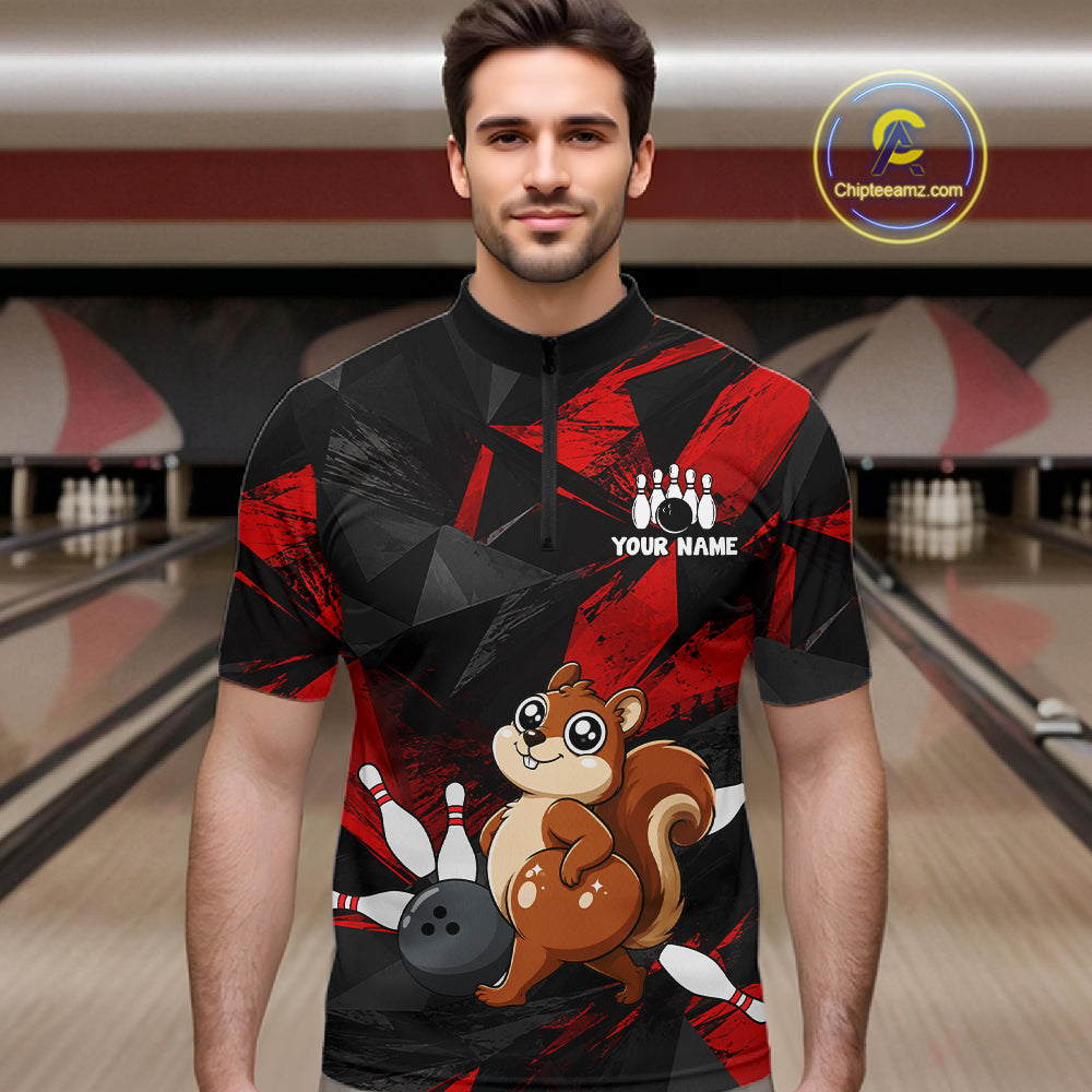 Squirrel Bowling Shirt Custom Team Name Funny Bowling League Shirt For Men NHT1450