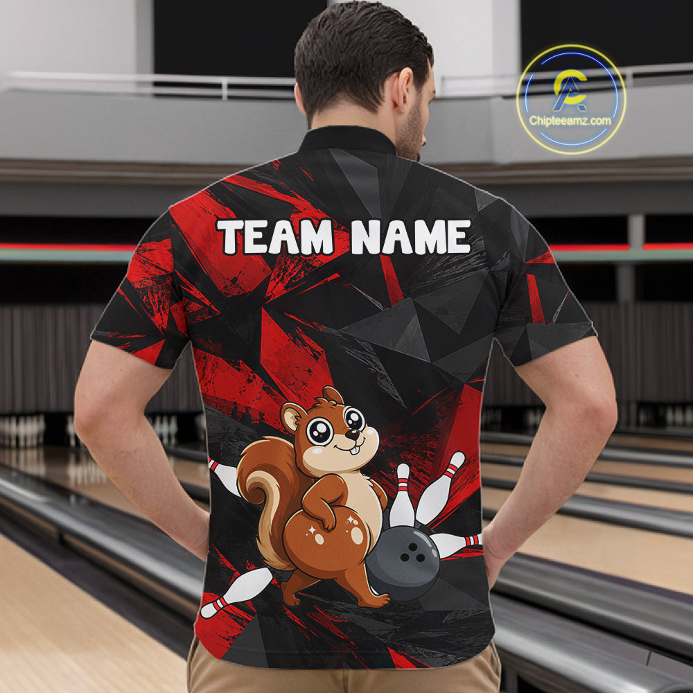 Squirrel Bowling Shirt Custom Team Name Funny Bowling League Shirt For Men NHT1450