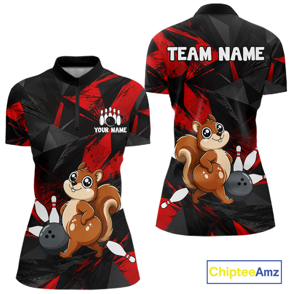 Squirrel Bowling Shirt Custom Team Name Funny Bowling League Shirt For Women NHT1450
