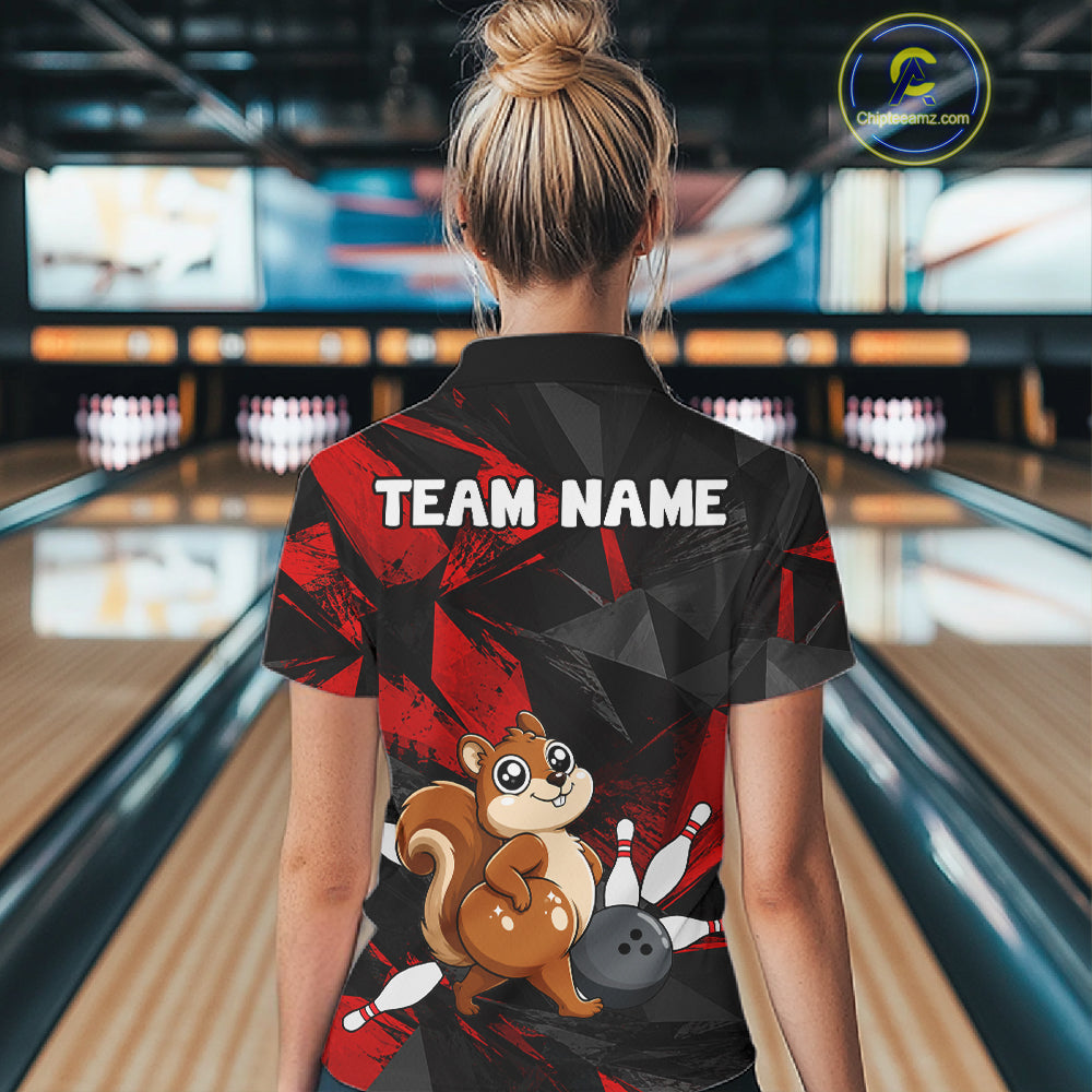 Squirrel Bowling Shirt Custom Team Name Funny Bowling League Shirt For Women NHT1450