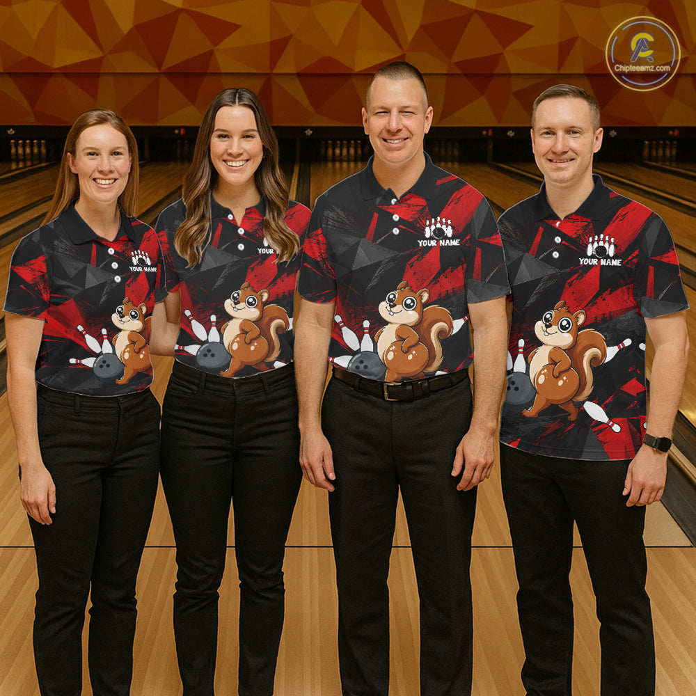Squirrel Bowling Shirt Custom Team Name Funny Bowling League Shirt For Men NHT1450