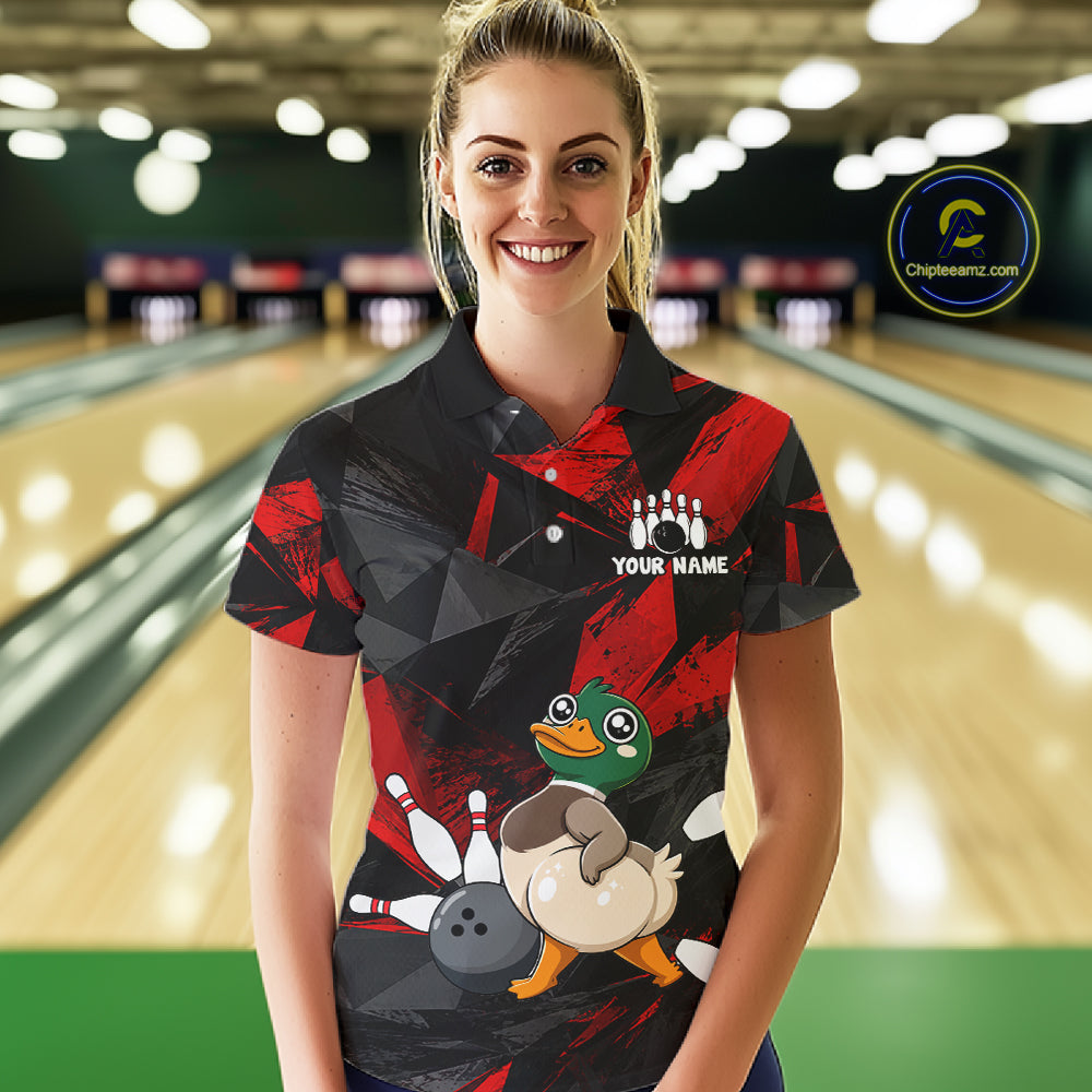 Duck Bowling Shirt Custom Team Name Funny Bowling League Shirt For Women NHT1451