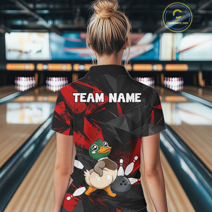 Duck Bowling Shirt Custom Team Name Funny Bowling League Shirt For Women NHT1451