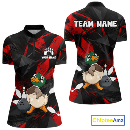 Duck Bowling Shirt Custom Team Name Funny Bowling League Shirt For Women NHT1451