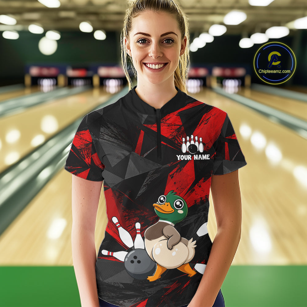 Duck Bowling Shirt Custom Team Name Funny Bowling League Shirt For Women NHT1451