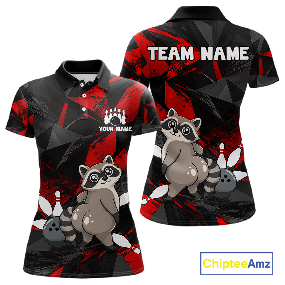 Raccoon Bowling Shirt Custom Team Name Funny Bowling League Shirt For Women NHT1452