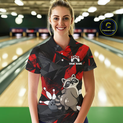 Raccoon Bowling Shirt Custom Team Name Funny Bowling League Shirt For Women NHT1452