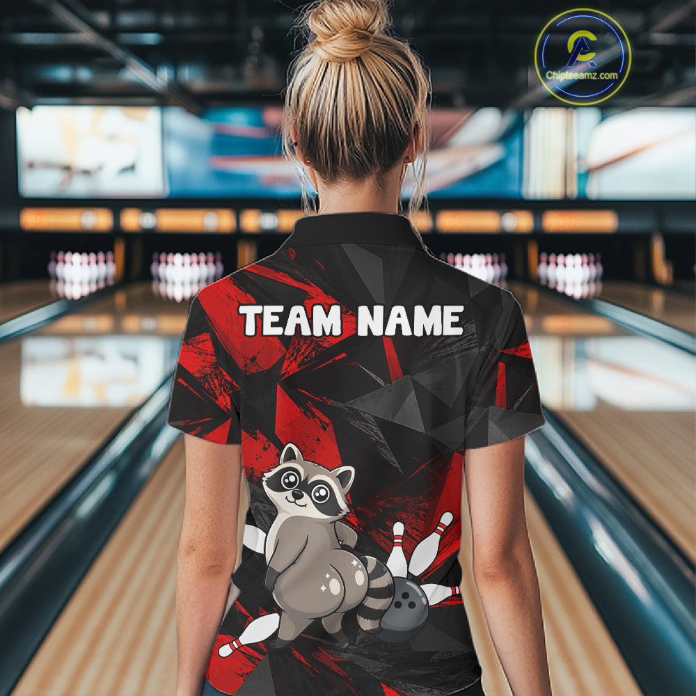 Raccoon Bowling Shirt Custom Team Name Funny Bowling League Shirt For Women NHT1452