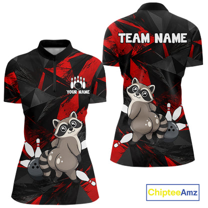 Raccoon Bowling Shirt Custom Team Name Funny Bowling League Shirt For Women NHT1452