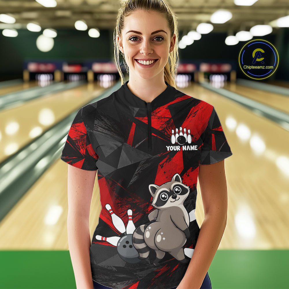 Raccoon Bowling Shirt Custom Team Name Funny Bowling League Shirt For Women NHT1452