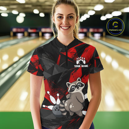 Raccoon Bowling Shirt Custom Team Name Funny Bowling League Shirt For Women NHT1452