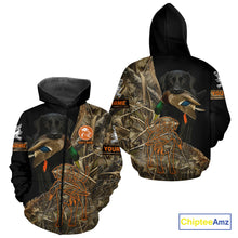 Load image into Gallery viewer, Black Lab Hunting Dog Customized Name All Over Print Shirts For Hunters, Duck Hunting Shirt NHT271