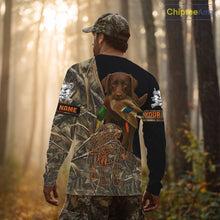 Load image into Gallery viewer, Chocolate Lab Hunting Dog Customized Name All Over Print Shirts For Hunters, Duck Hunting NHT275