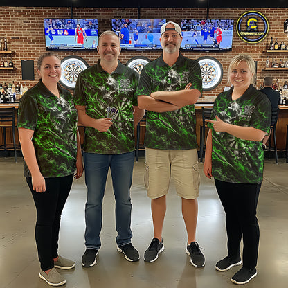 Green Fire Skull Women Darts Polo Shirt Personalized Quarter Zip Performance Team Jersey NHT1798
