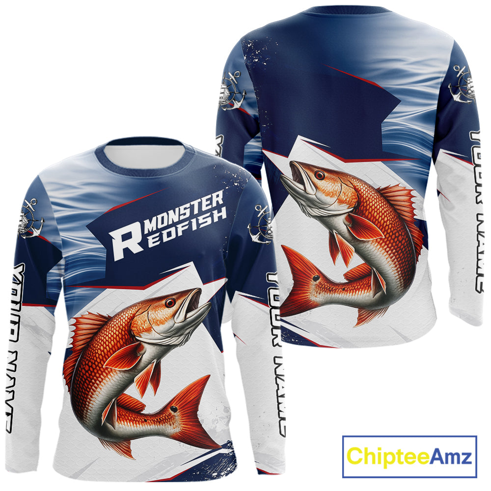 Offshore Sport Fishing Redfish Monster, Long Sleeve Redfish Fishing Jersey For Men NHT1467