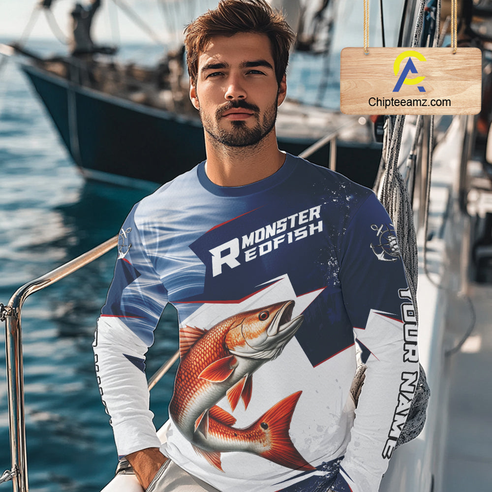 Offshore Sport Fishing Redfish Monster, Long Sleeve Redfish Fishing Jersey For Men NHT1467