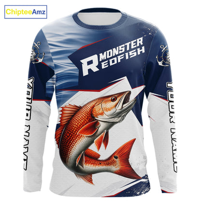 Offshore Sport Fishing Redfish Monster, Long Sleeve Redfish Fishing Jersey For Men NHT1467