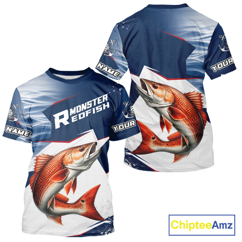 Offshore Sport Fishing Redfish Monster, Short Sleeve Redfish Fishing Jersey For Men NHT1467