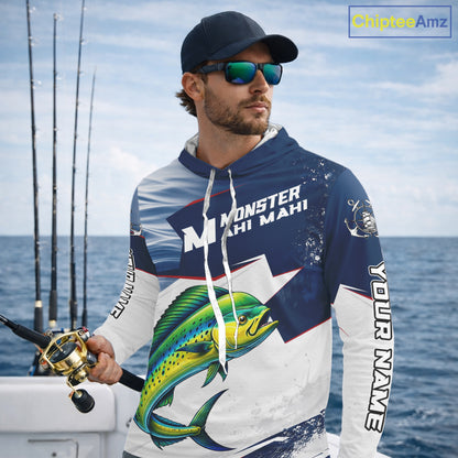 Offshore Sport Fishing Mahi Mahi Monster, Long Sleeve Hooded Mahi Mahi Fishing Jersey For Men NHT1468