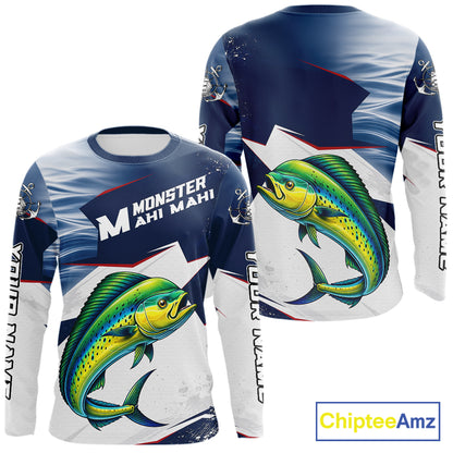 Offshore Sport Fishing Mahi Mahi Monster, Long Sleeve Mahi Mahi Fishing Jersey For Men NHT1468