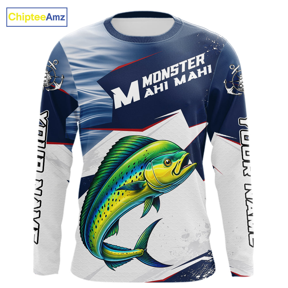 Offshore Sport Fishing Mahi Mahi Monster, Long Sleeve Mahi Mahi Fishing Jersey For Men NHT1468