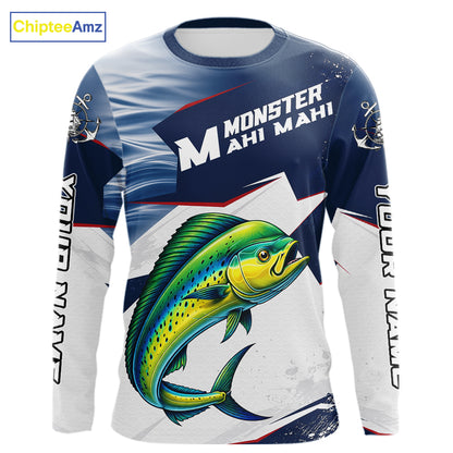 Offshore Sport Fishing Mahi Mahi Monster, Long Sleeve Mahi Mahi Fishing Jersey For Men NHT1468