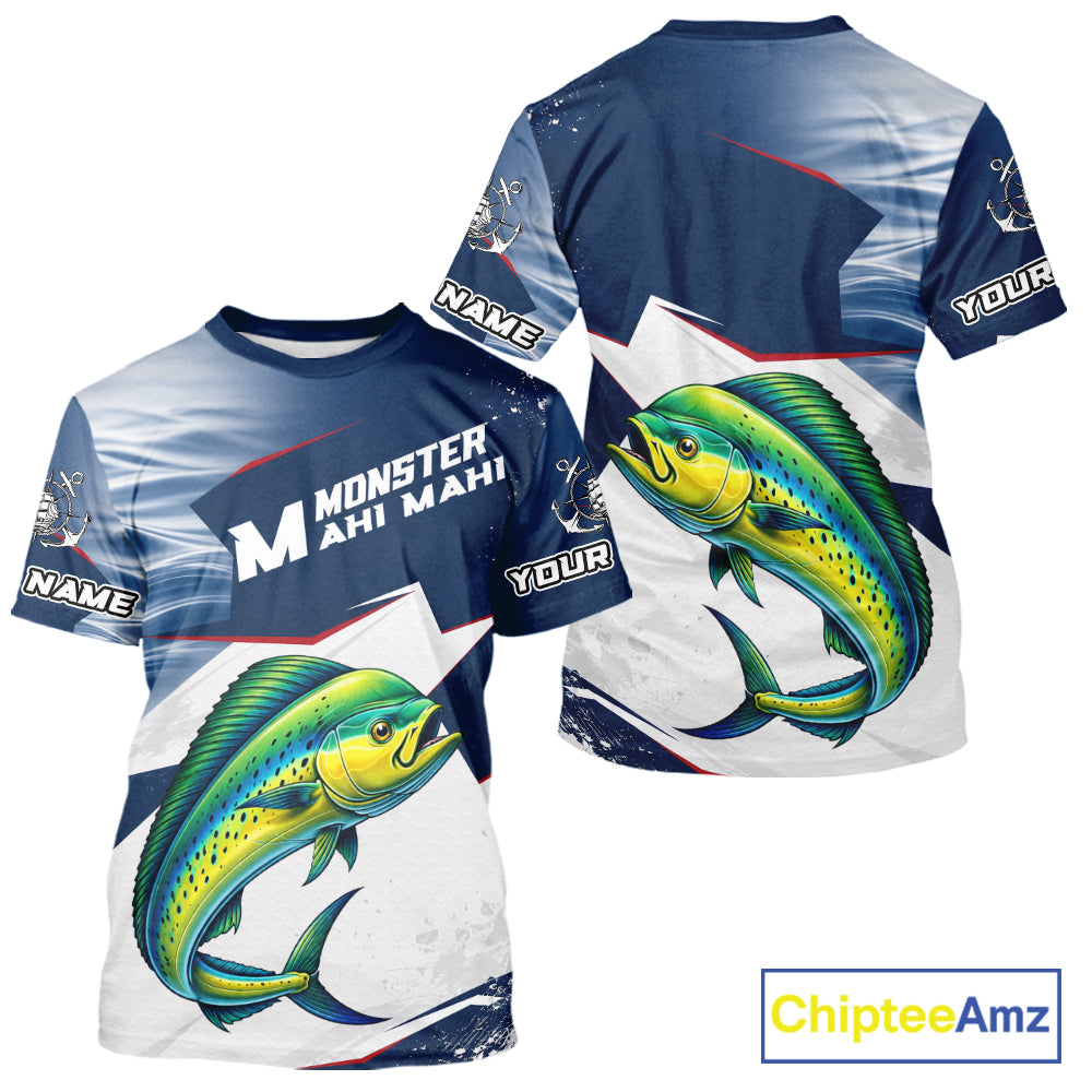 Offshore Sport Fishing Mahi Mahi Monster, Short Sleeve Mahi Mahi Fishing Jersey For Men NHT1468
