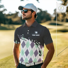 Load image into Gallery viewer, Custom Name Argyle Pattern Print Polo Shirt – Stylish Animal Print Golf Polo For Men NHT857