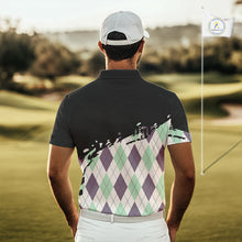 Load image into Gallery viewer, Custom Name Argyle Pattern Print Polo Shirt – Stylish Animal Print Golf Polo For Men NHT857